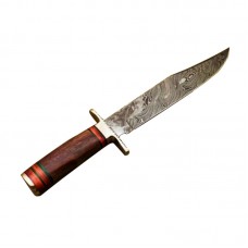 Dmascus handmade bowie knife with free leather sheath